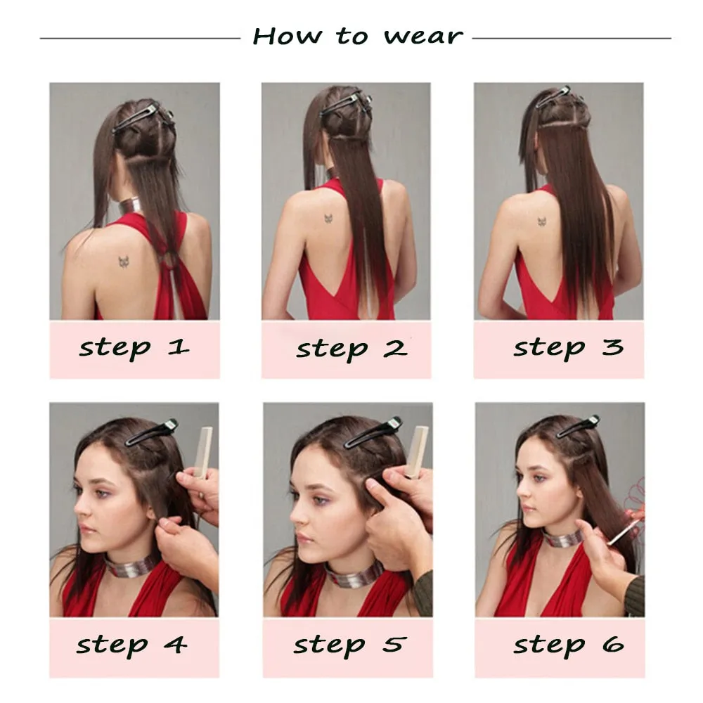 Beauty Long Straight Synthetic Hair 16 Clips 140G Extensions Clips