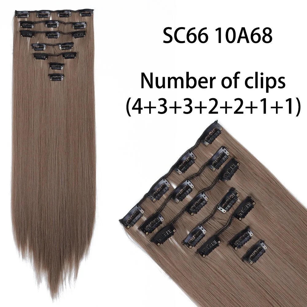 Beauty Long Straight Synthetic Hair 16 Clips 140G Extensions Clips