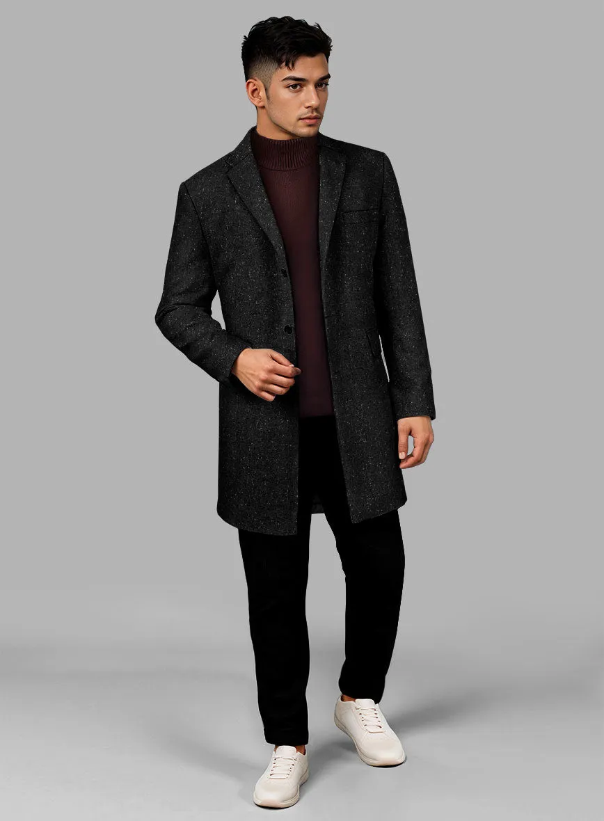 Black Flecks Donegal Tweed Overcoat