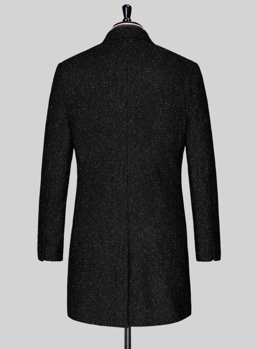 Black Flecks Donegal Tweed Overcoat