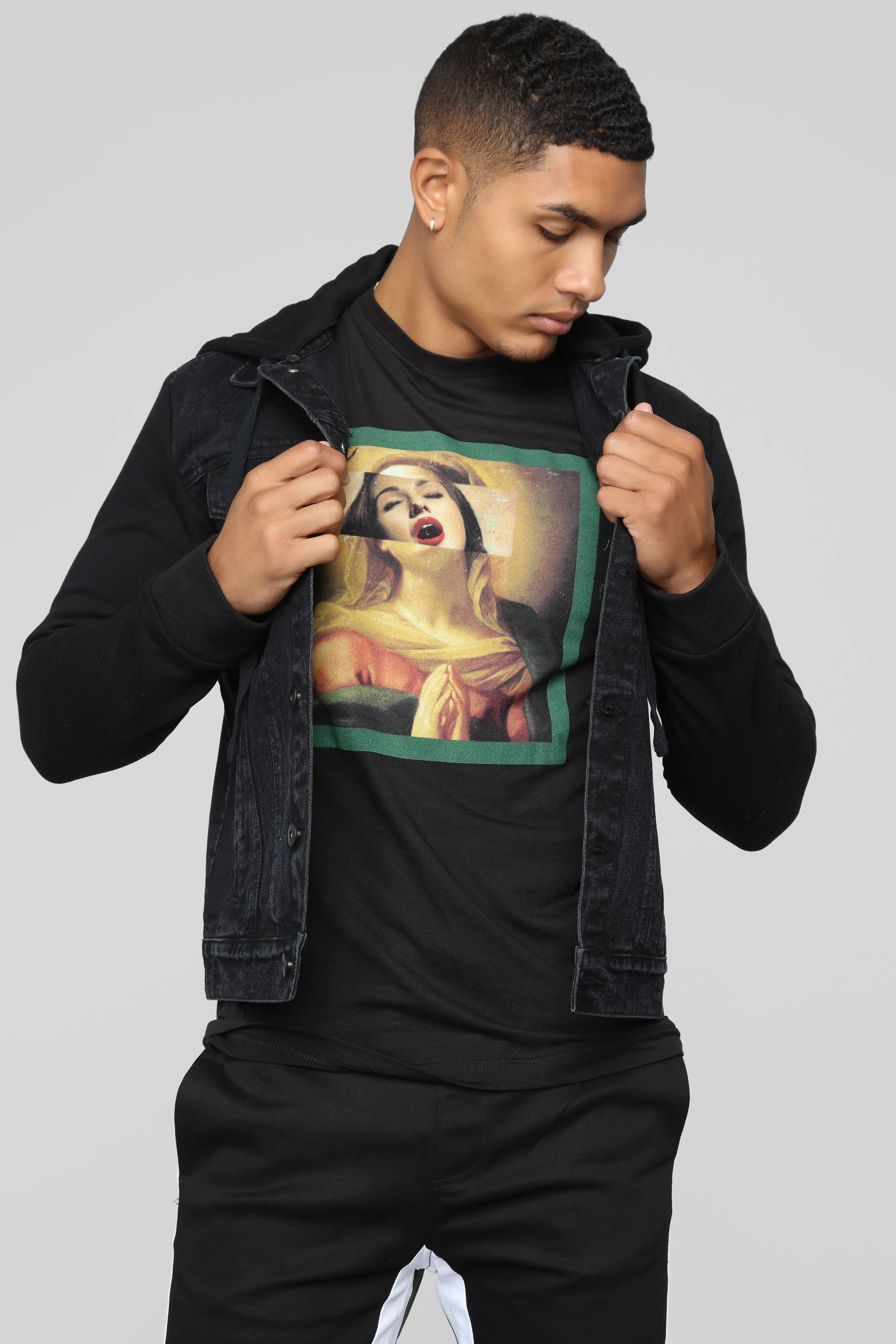 Blaine Hooded Denim Jacket - Black