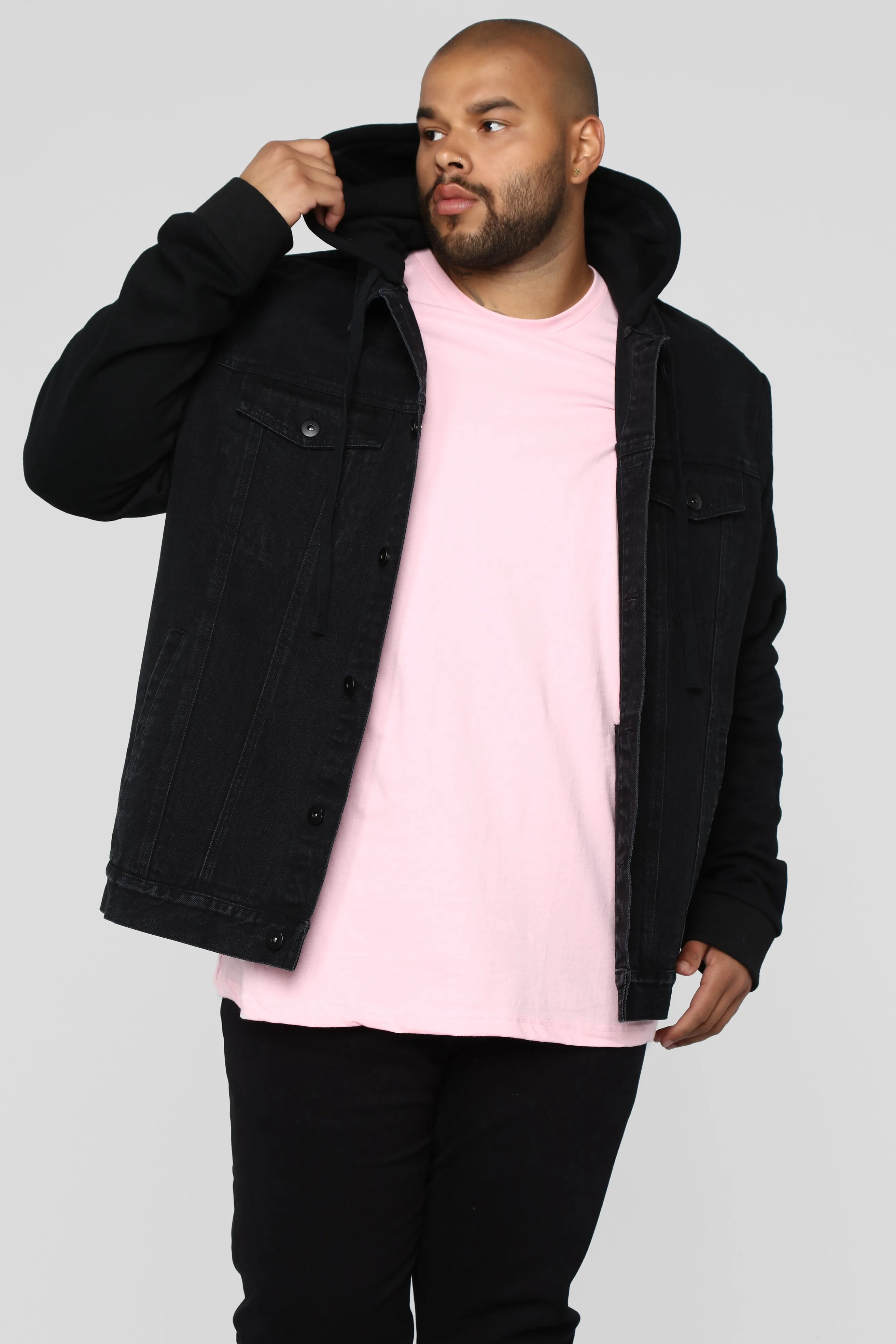 Blaine Hooded Denim Jacket - Black