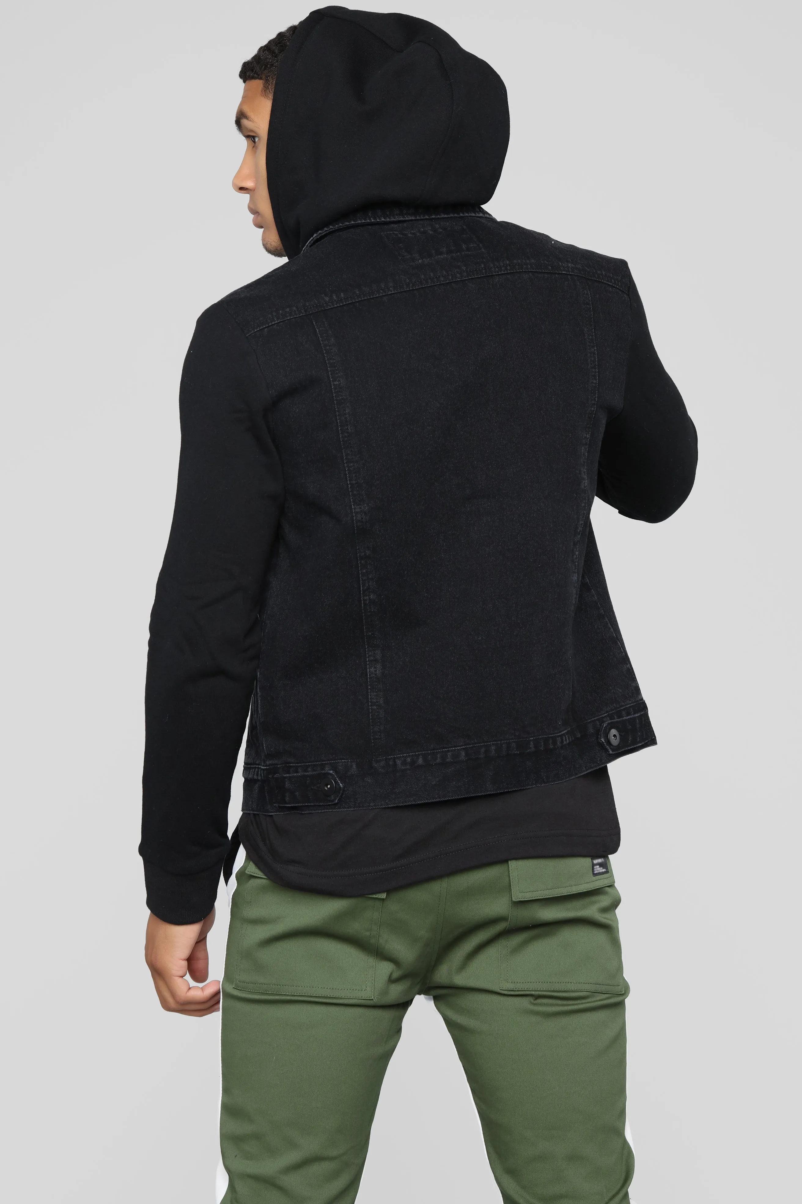 Blaine Hooded Denim Jacket - Black