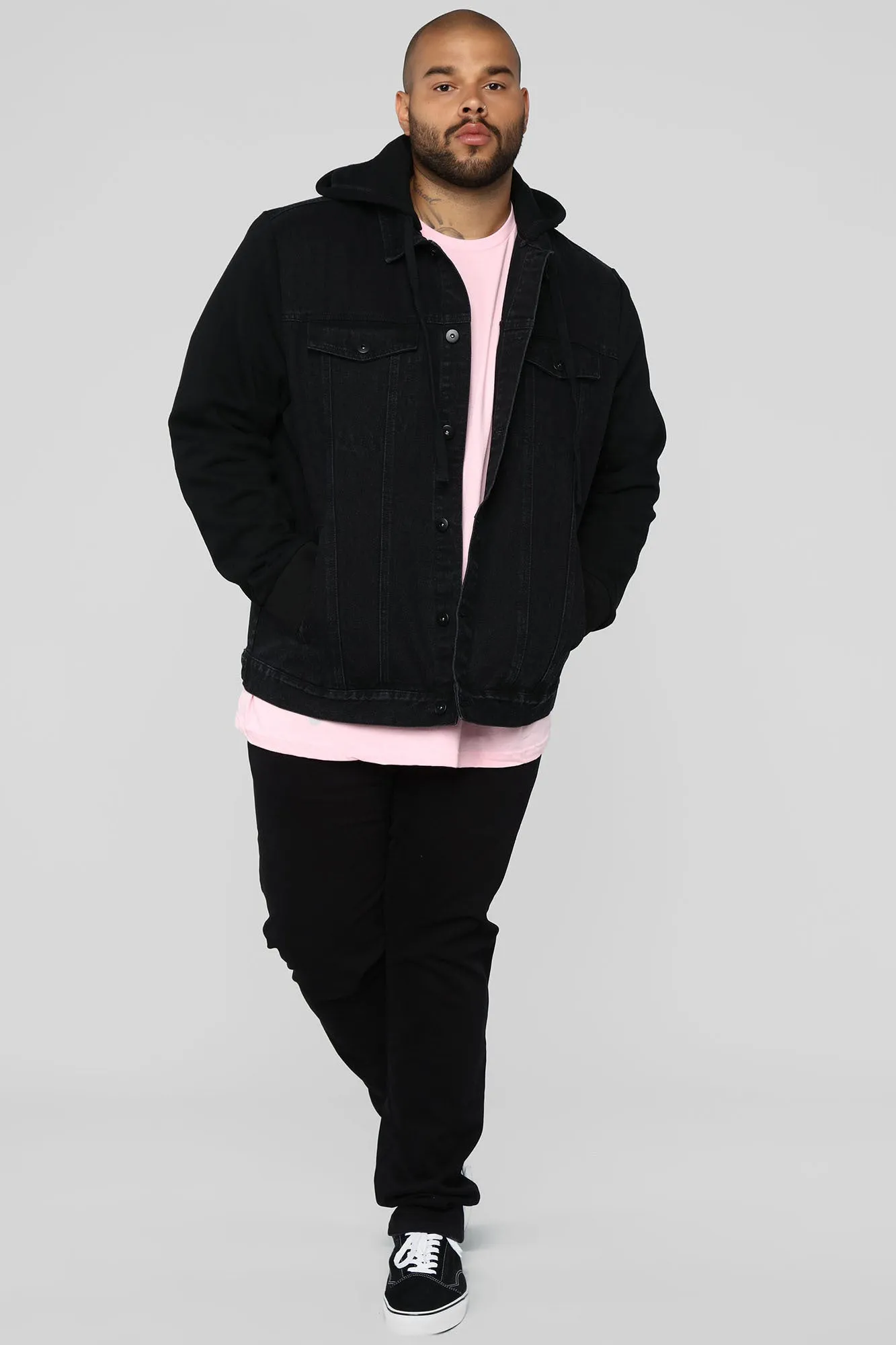 Blaine Hooded Denim Jacket - Black