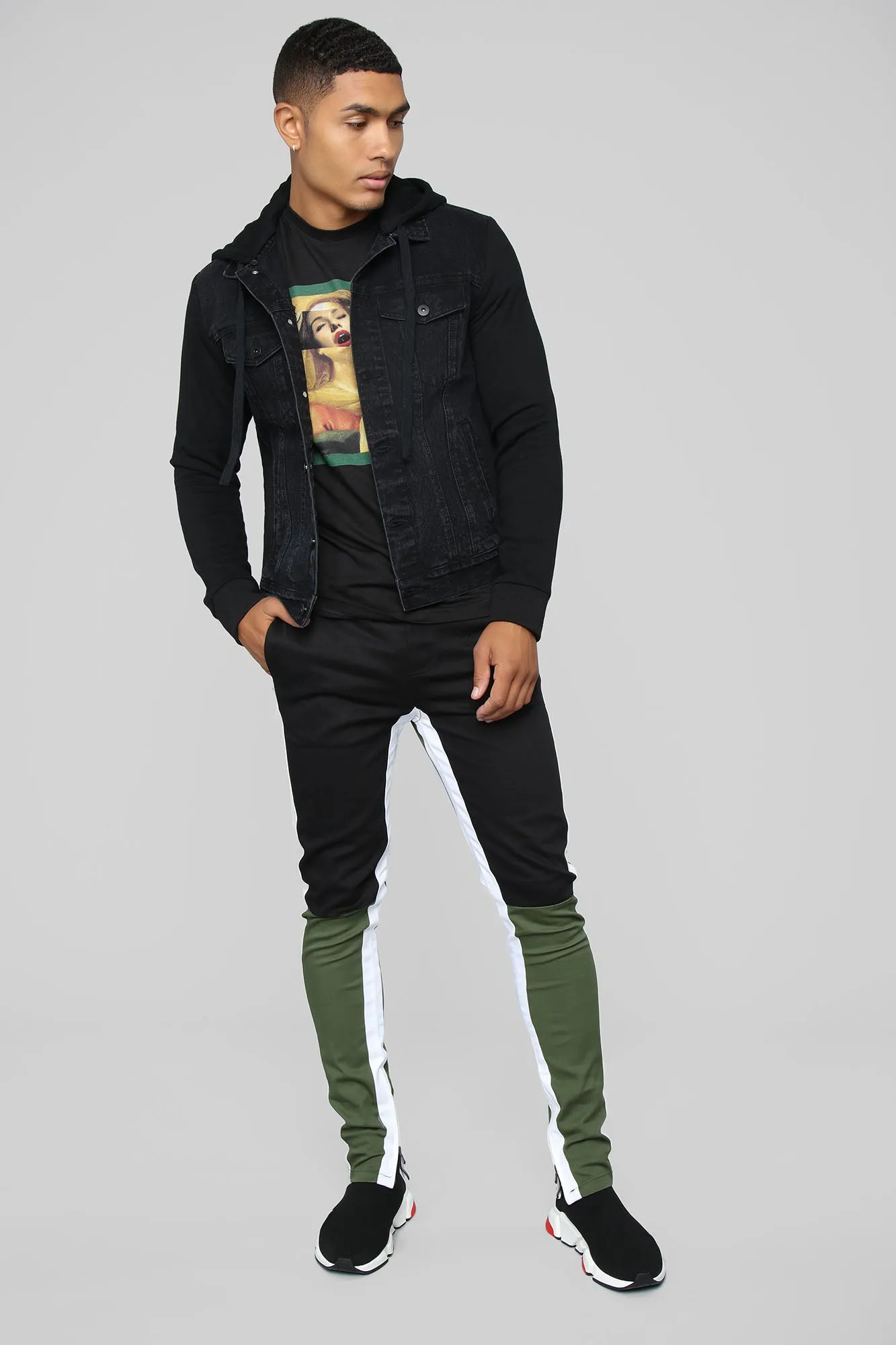Blaine Hooded Denim Jacket - Black