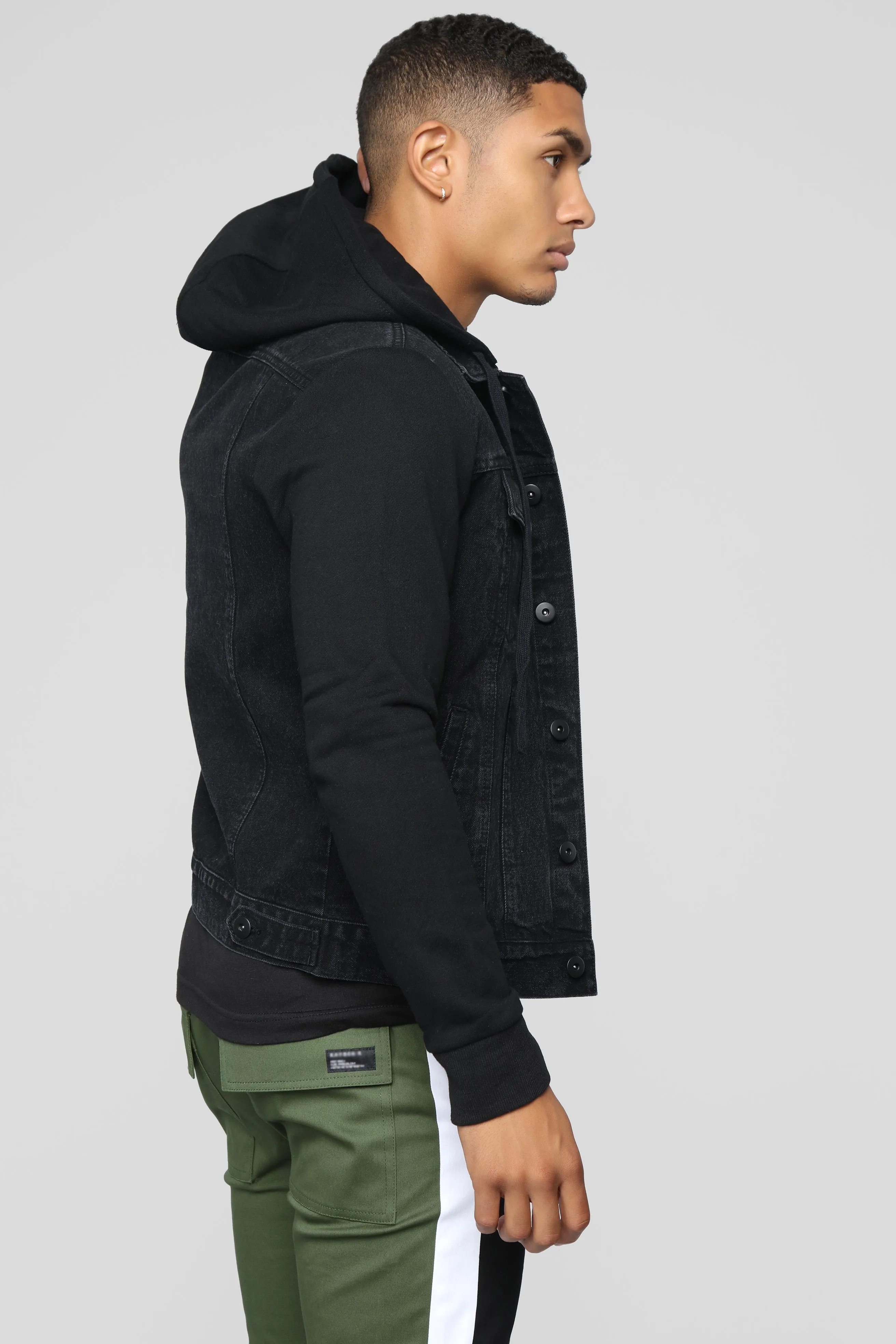 Blaine Hooded Denim Jacket - Black