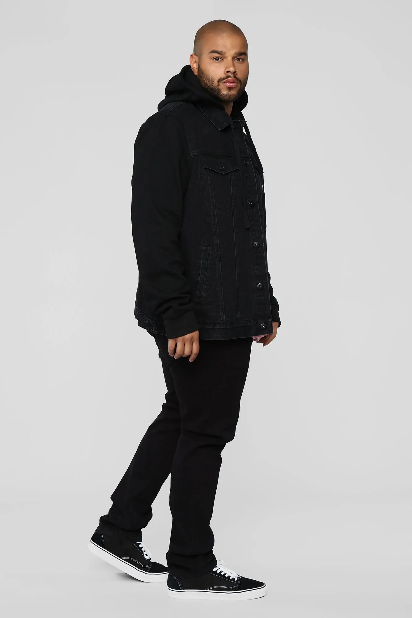 Blaine Hooded Denim Jacket - Black