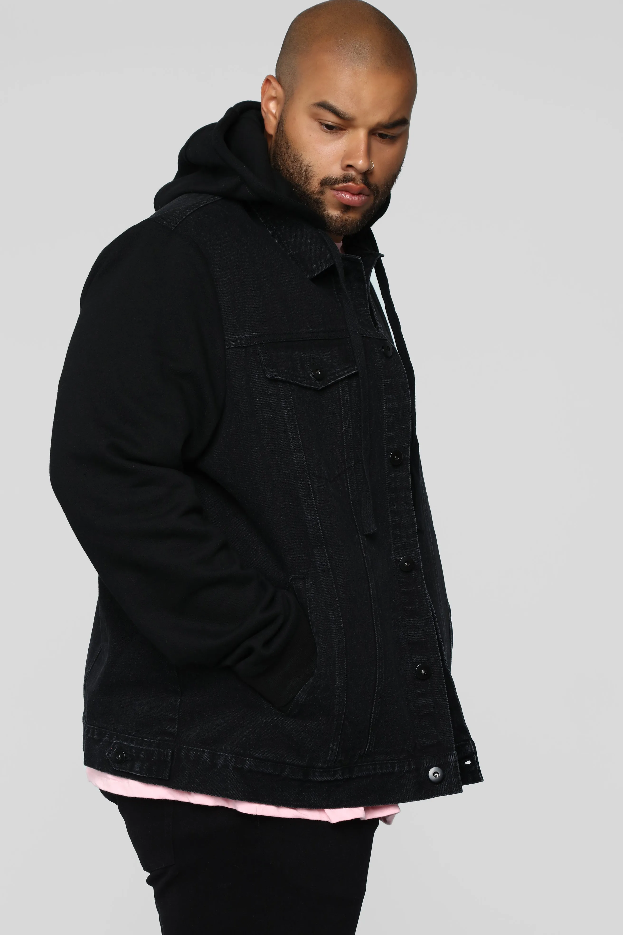 Blaine Hooded Denim Jacket - Black