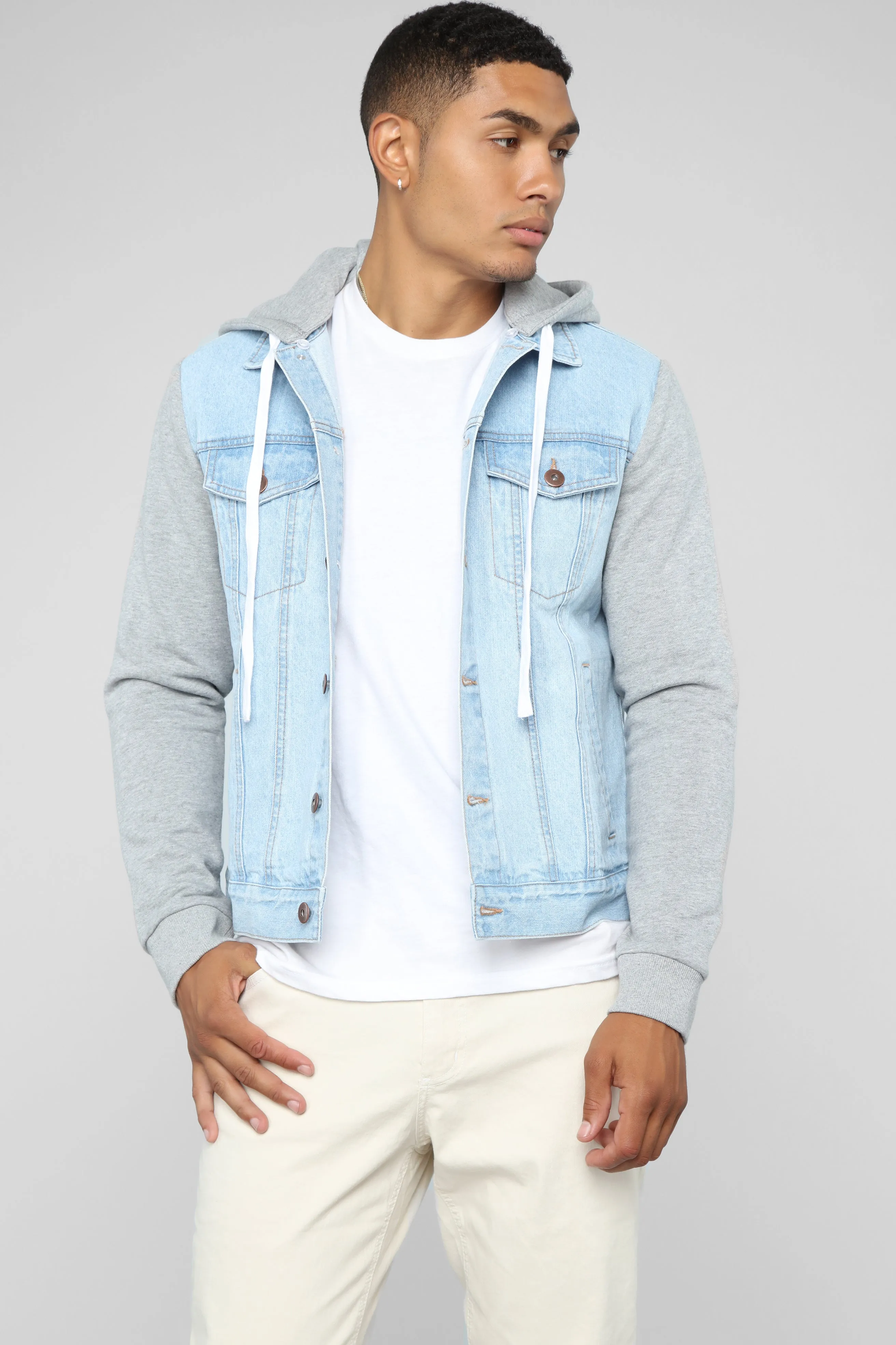 Blaine Hooded Denim Jacket - Light Wash