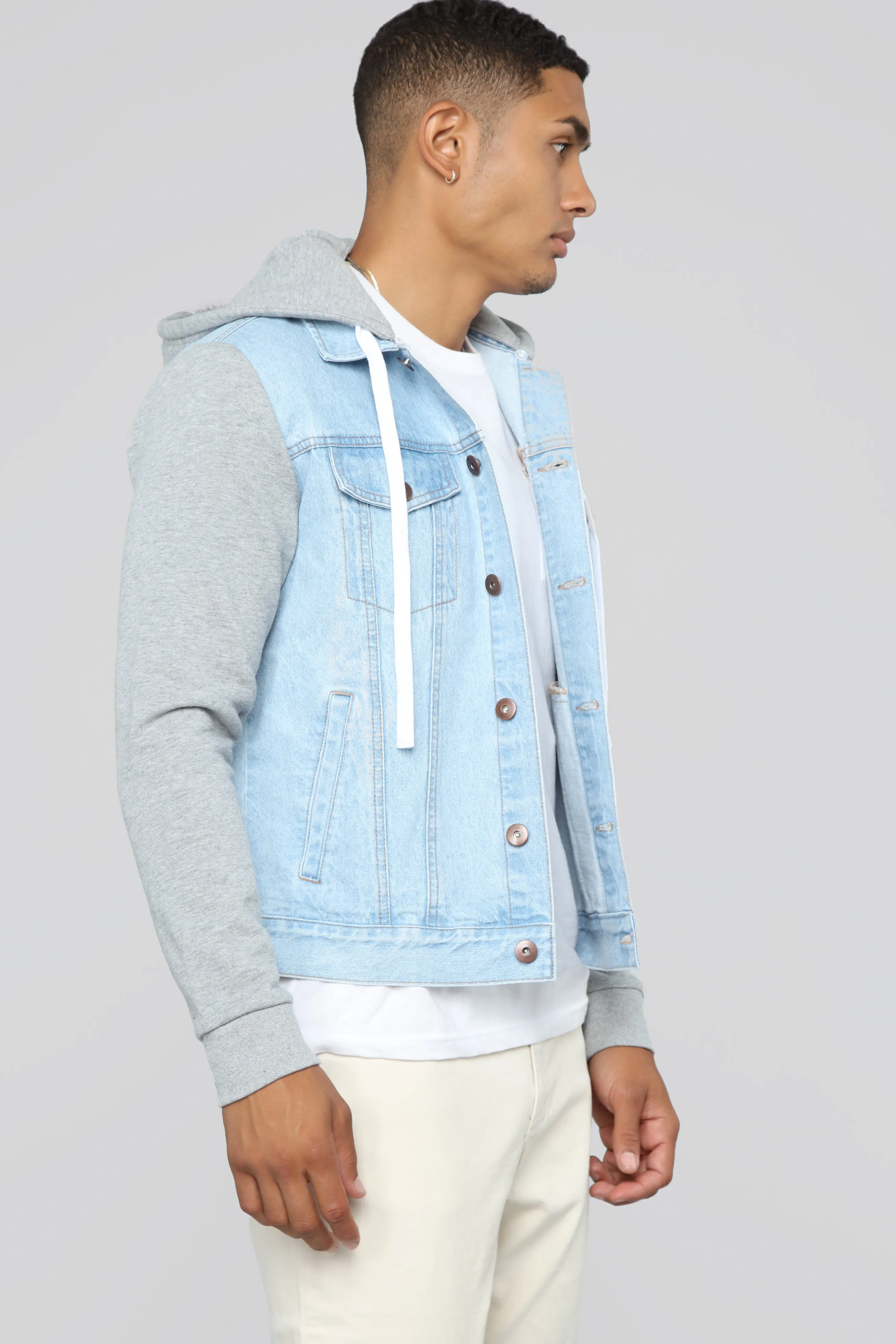 Blaine Hooded Denim Jacket - Light Wash