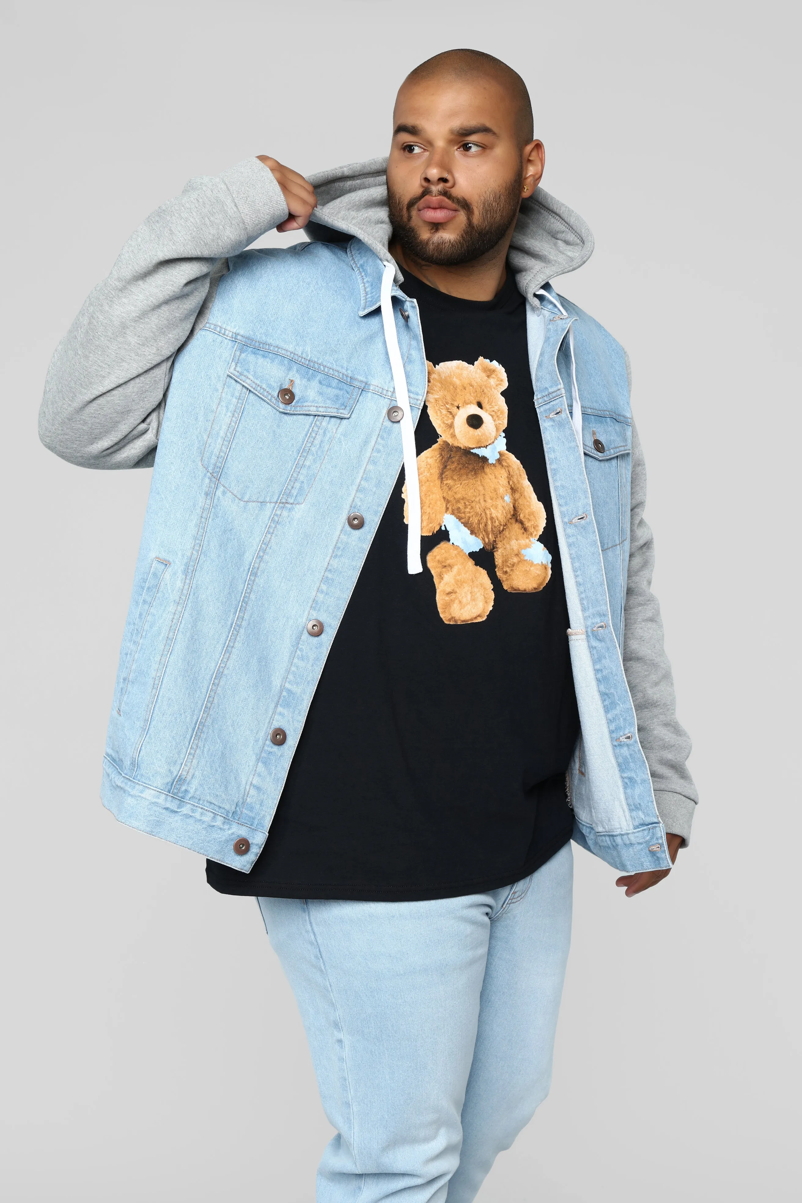 Blaine Hooded Denim Jacket - Light Wash