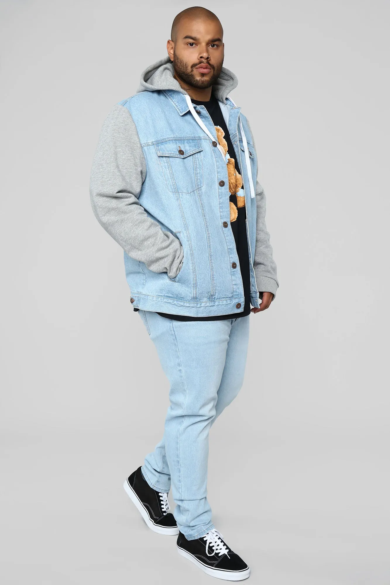 Blaine Hooded Denim Jacket - Light Wash