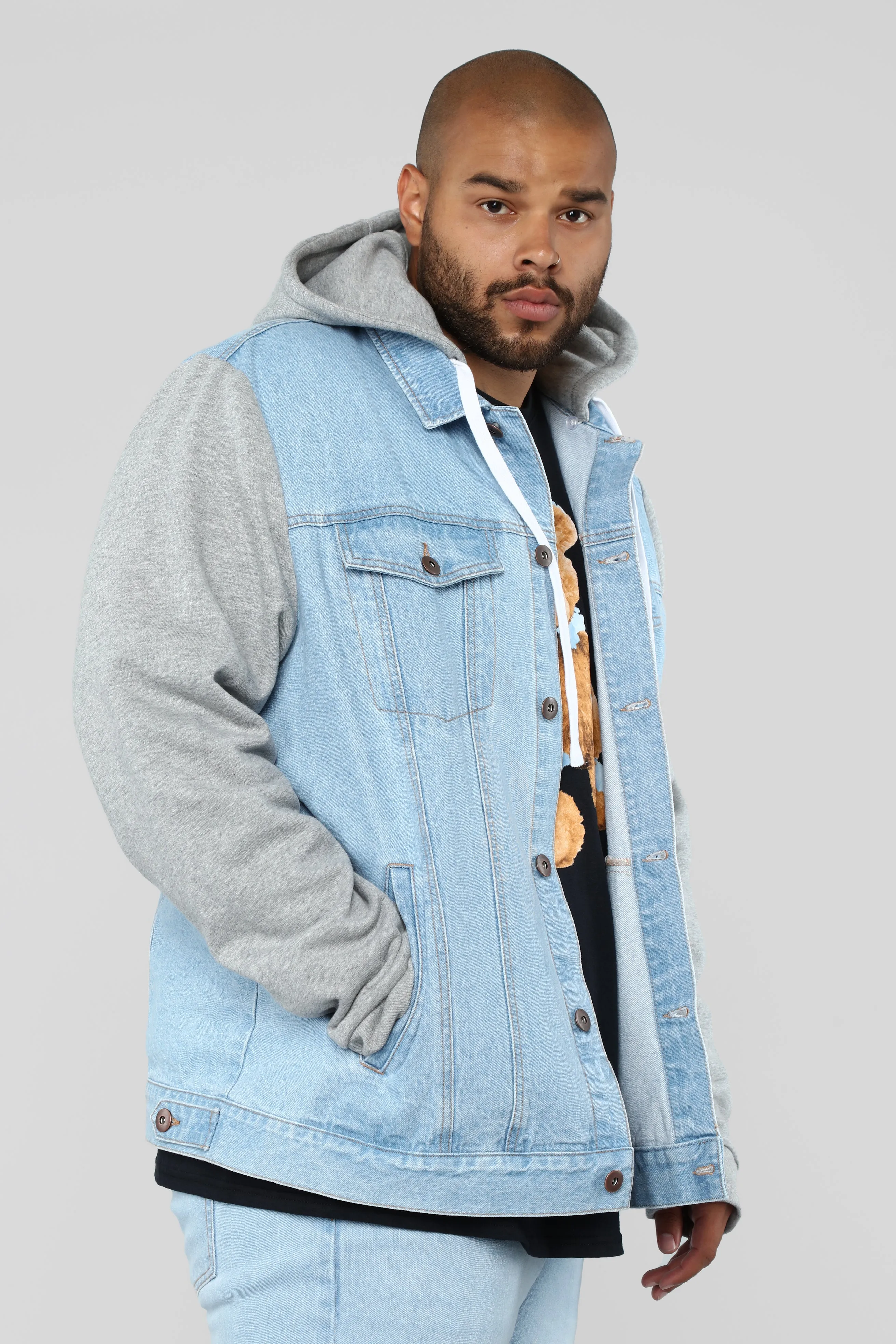 Blaine Hooded Denim Jacket - Light Wash
