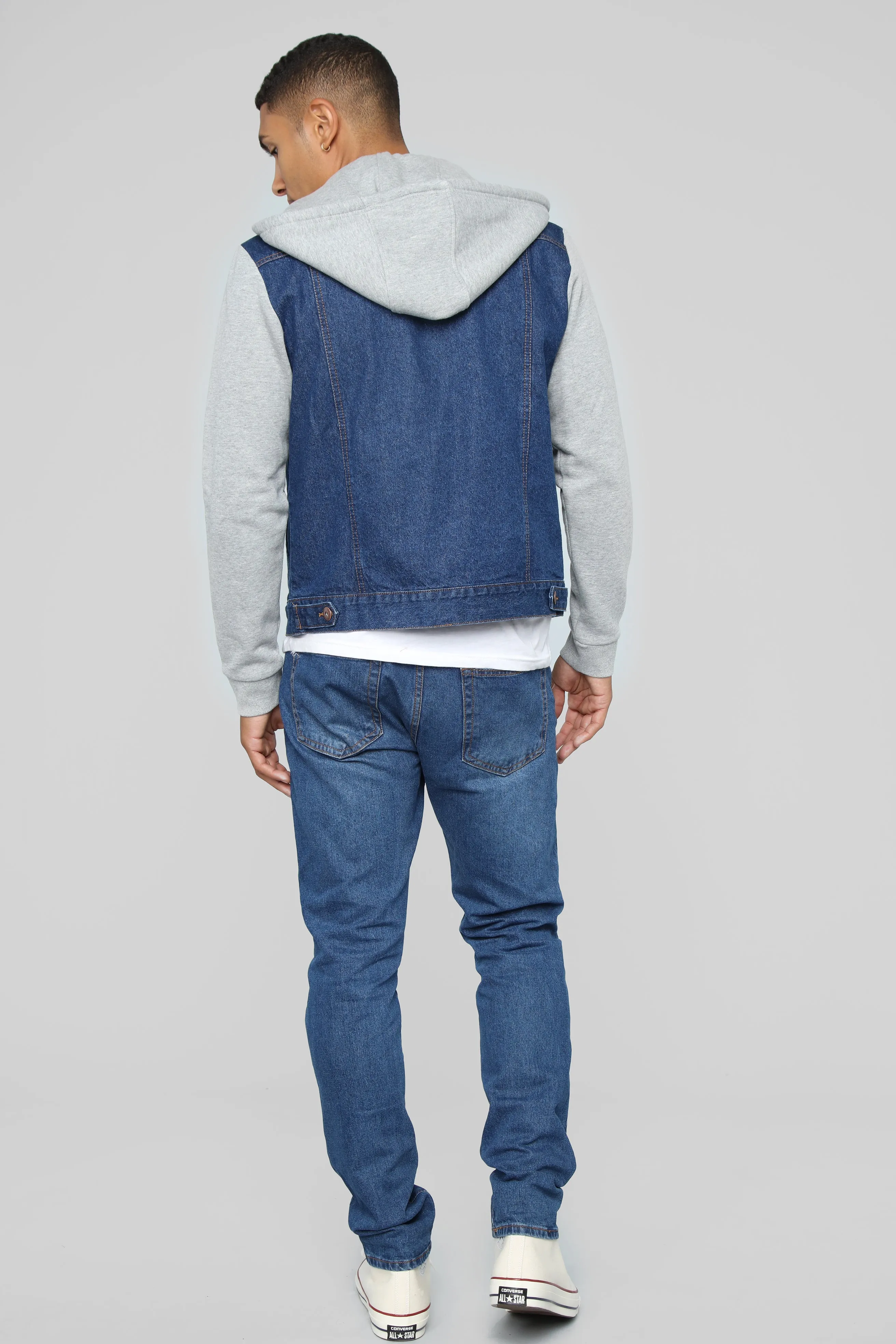 Blaine Hooded Denim Jacket - Medium Wash
