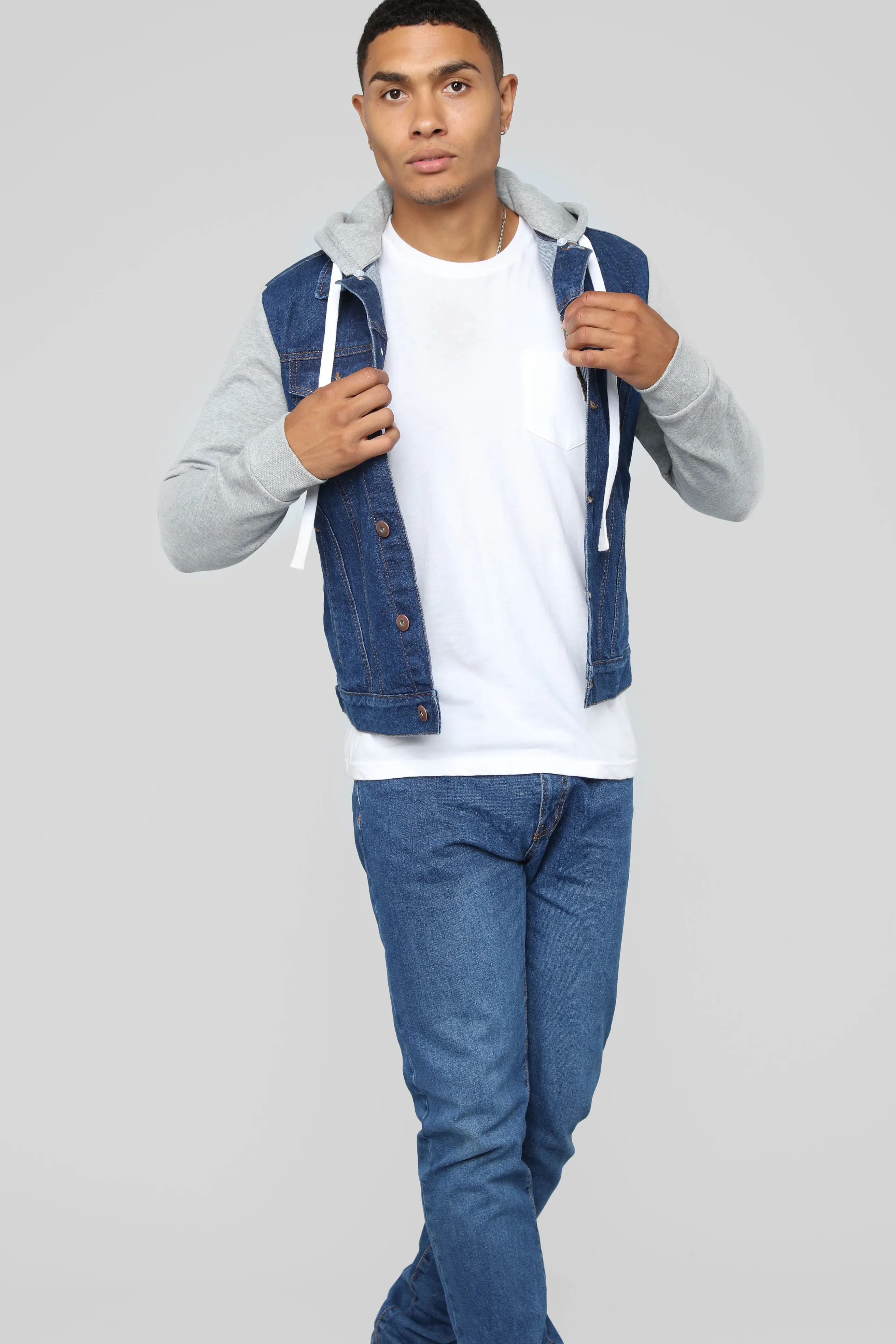 Blaine Hooded Denim Jacket - Medium Wash
