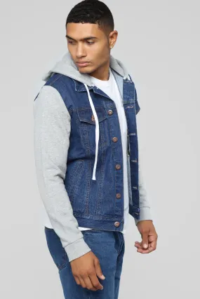 Blaine Hooded Denim Jacket - Medium Wash