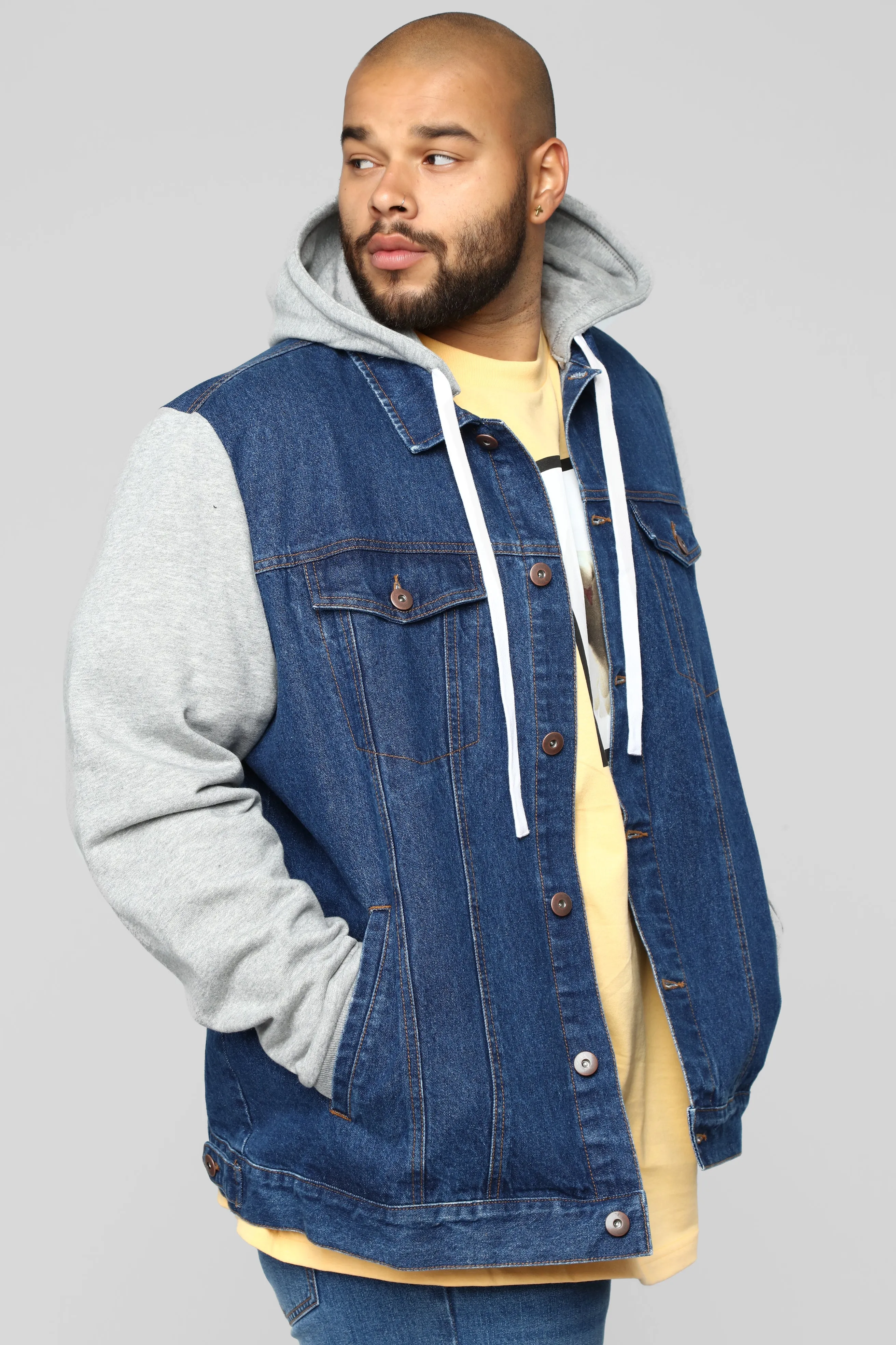 Blaine Hooded Denim Jacket - Medium Wash