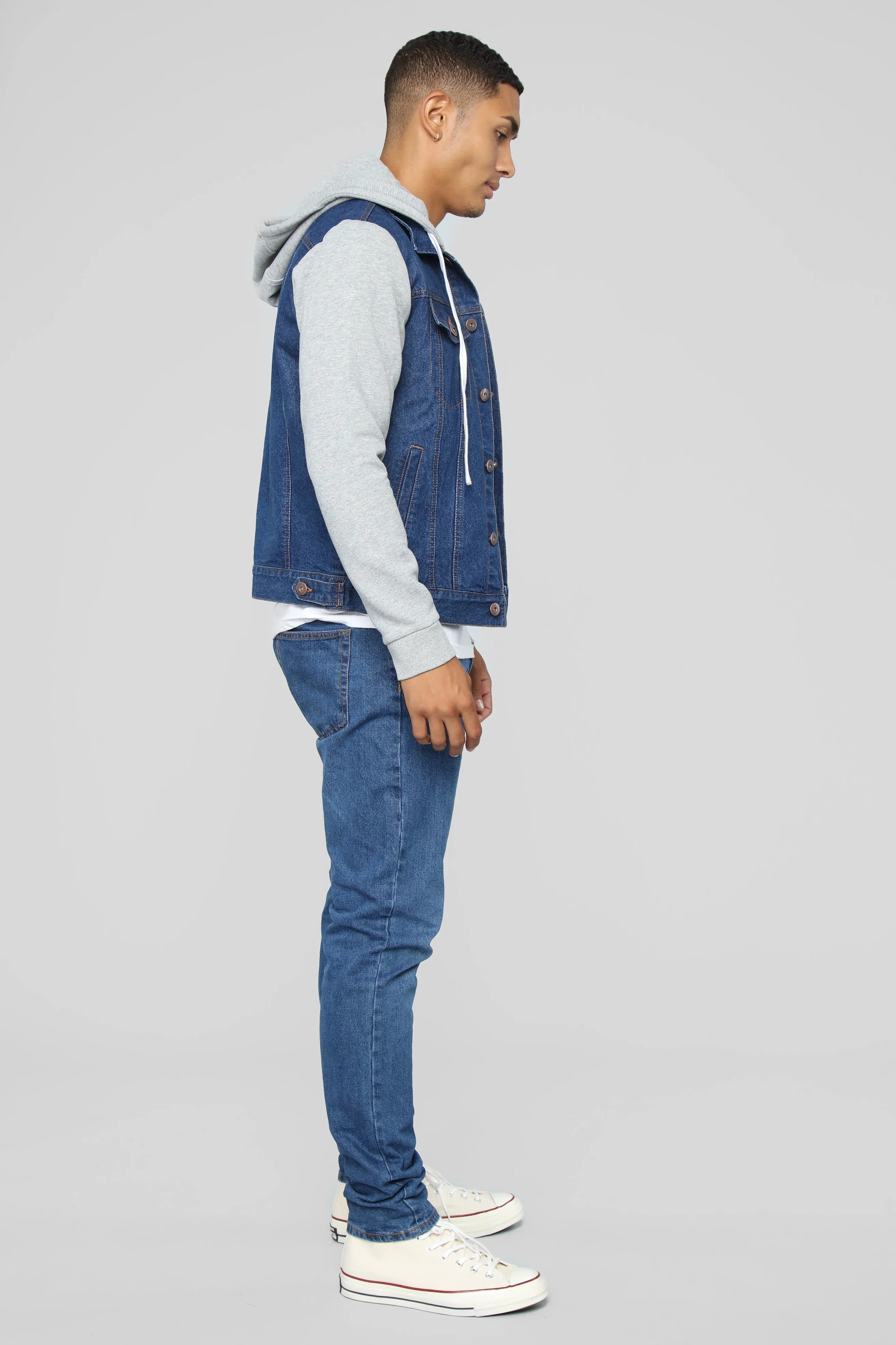 Blaine Hooded Denim Jacket - Medium Wash