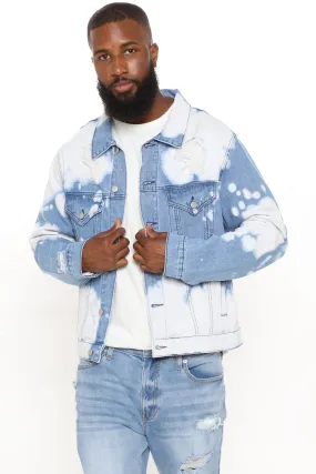 Bleach Wash Denim Trucker Jacket - Medium Wash