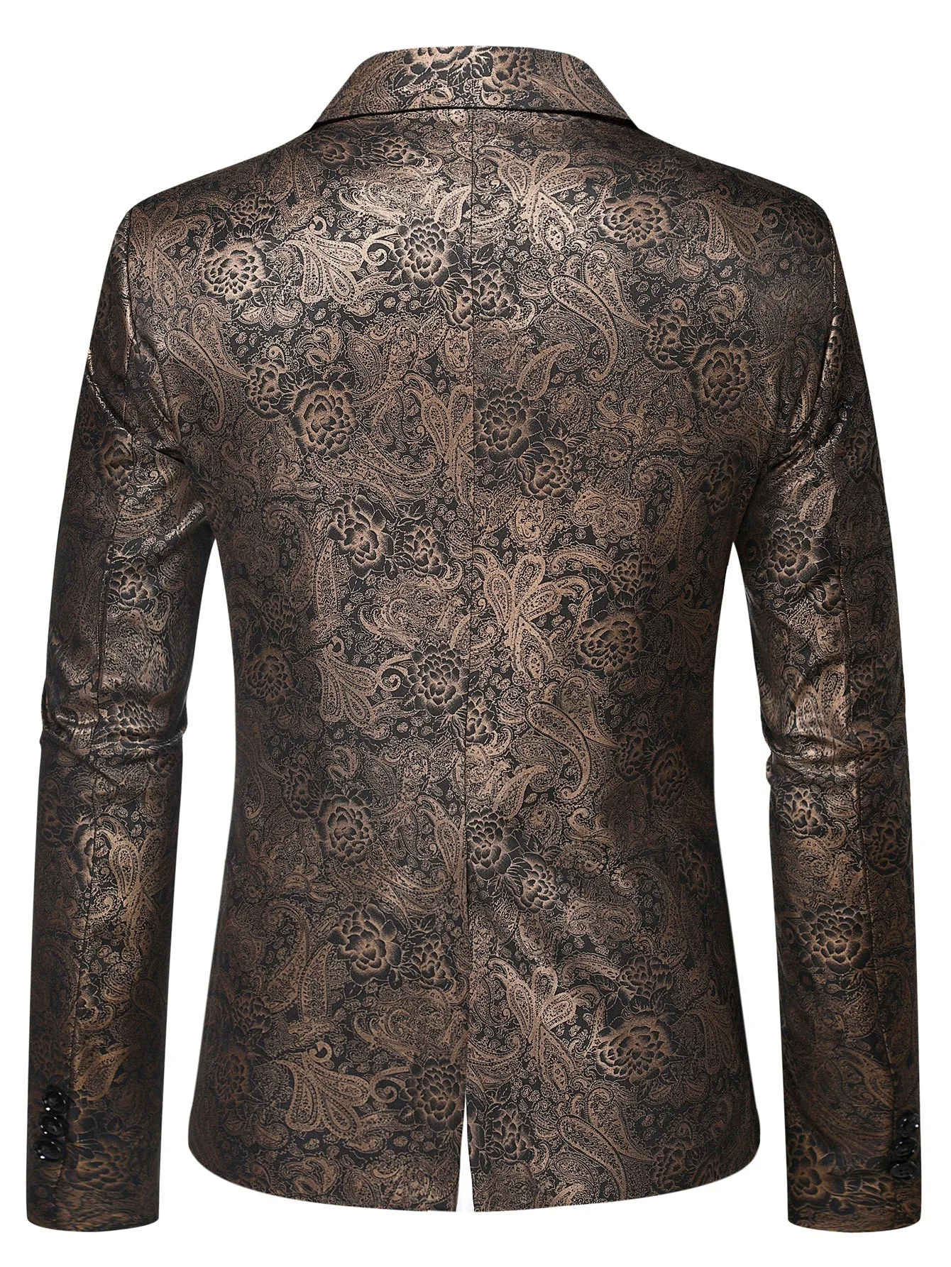 Brown Paisley Print Single Button Peal Labels Blazer
