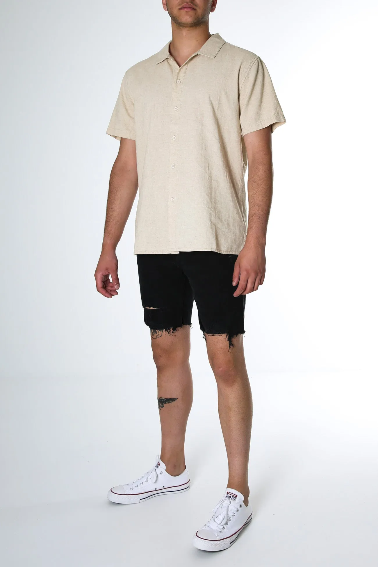 Classic Linen Short Sleeve Shirt Sand
