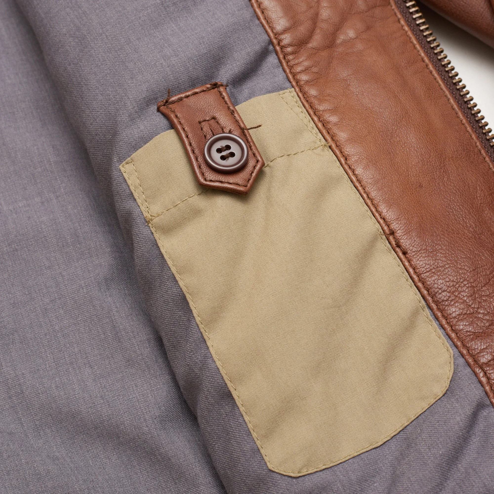 HARTFORD Brown Lamb Nappa Leather Flight Bomber Jacket Size M