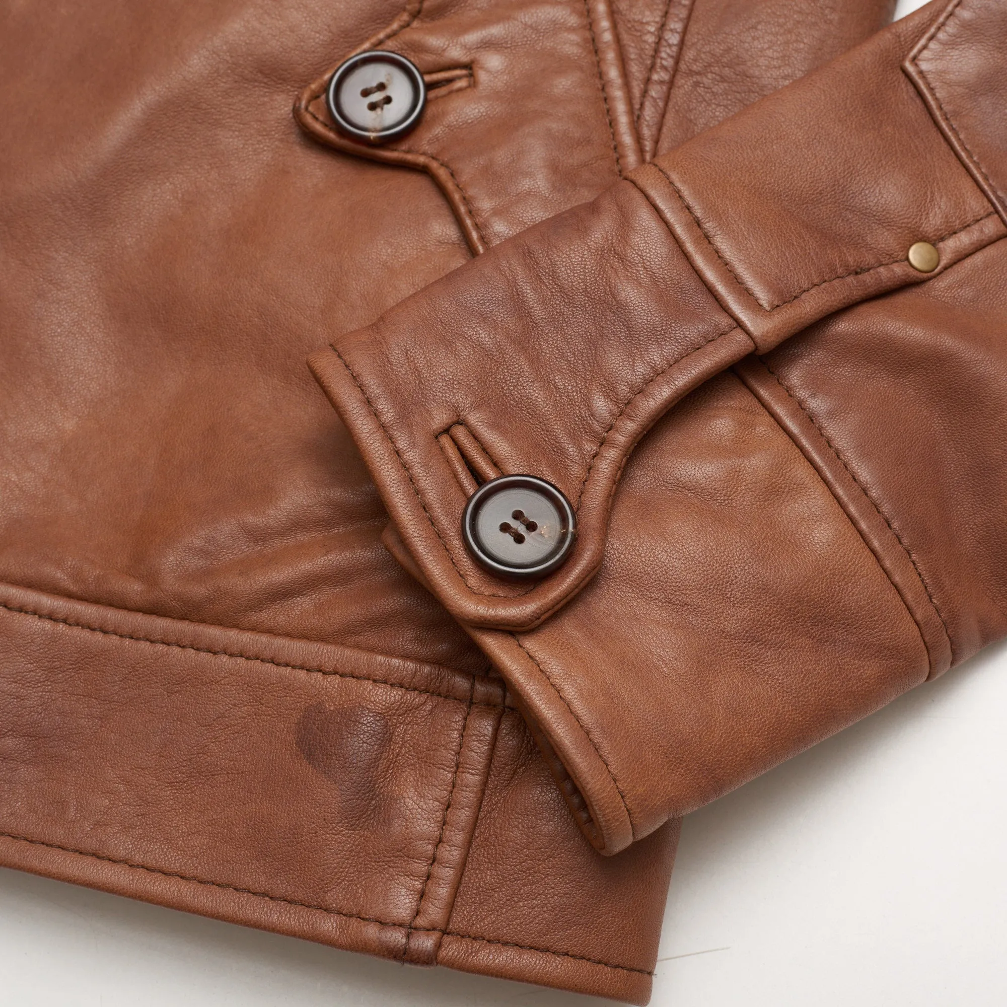 HARTFORD Brown Lamb Nappa Leather Flight Bomber Jacket Size M
