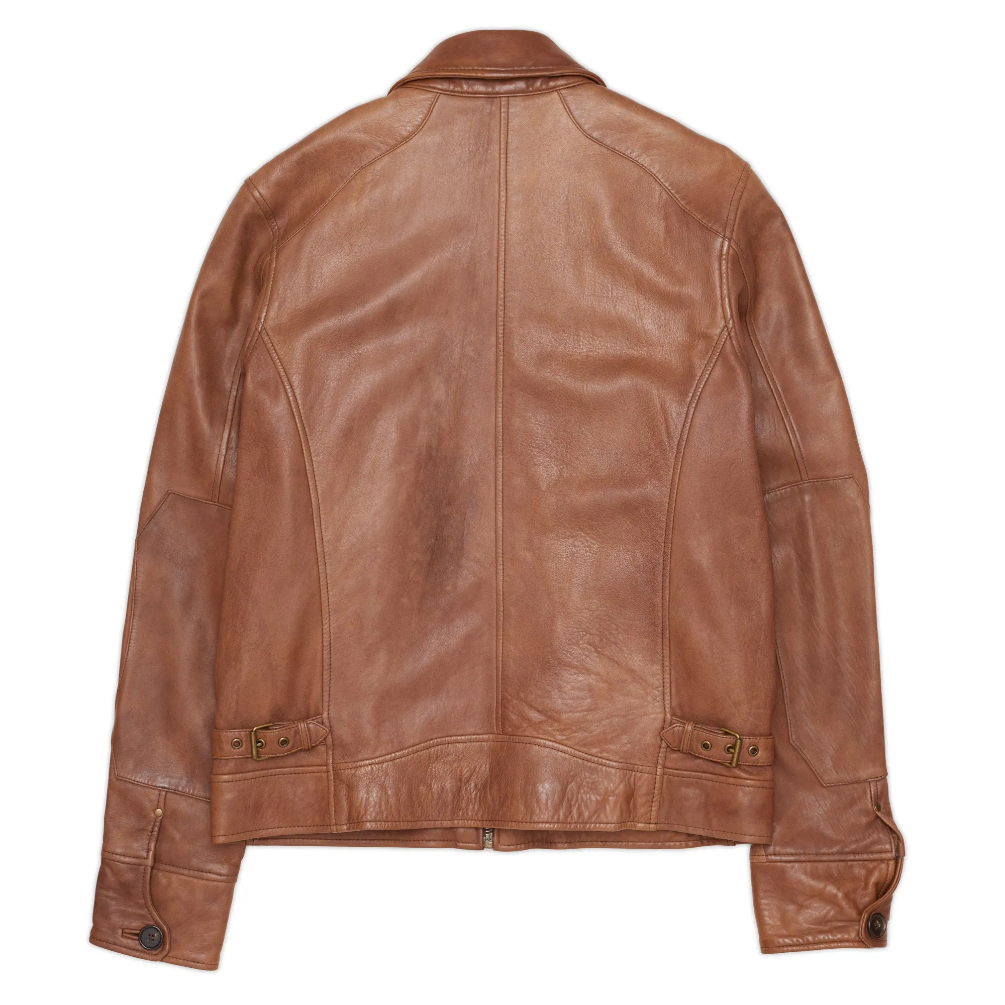 HARTFORD Brown Lamb Nappa Leather Flight Bomber Jacket Size M