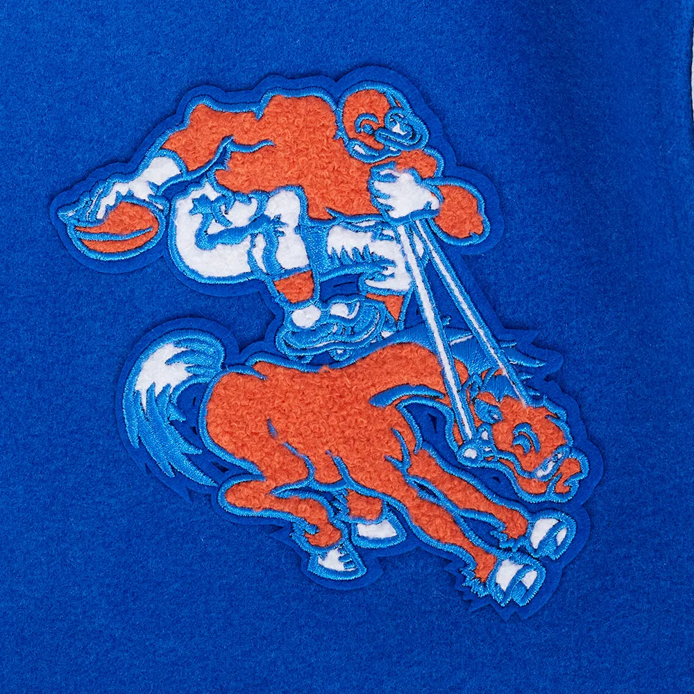 NFL DENVER BRONCOS RETRO CLASSIC MEN'S RIB WOOL VARSITY JACKET (ROYAL BLUE/ORANGE)