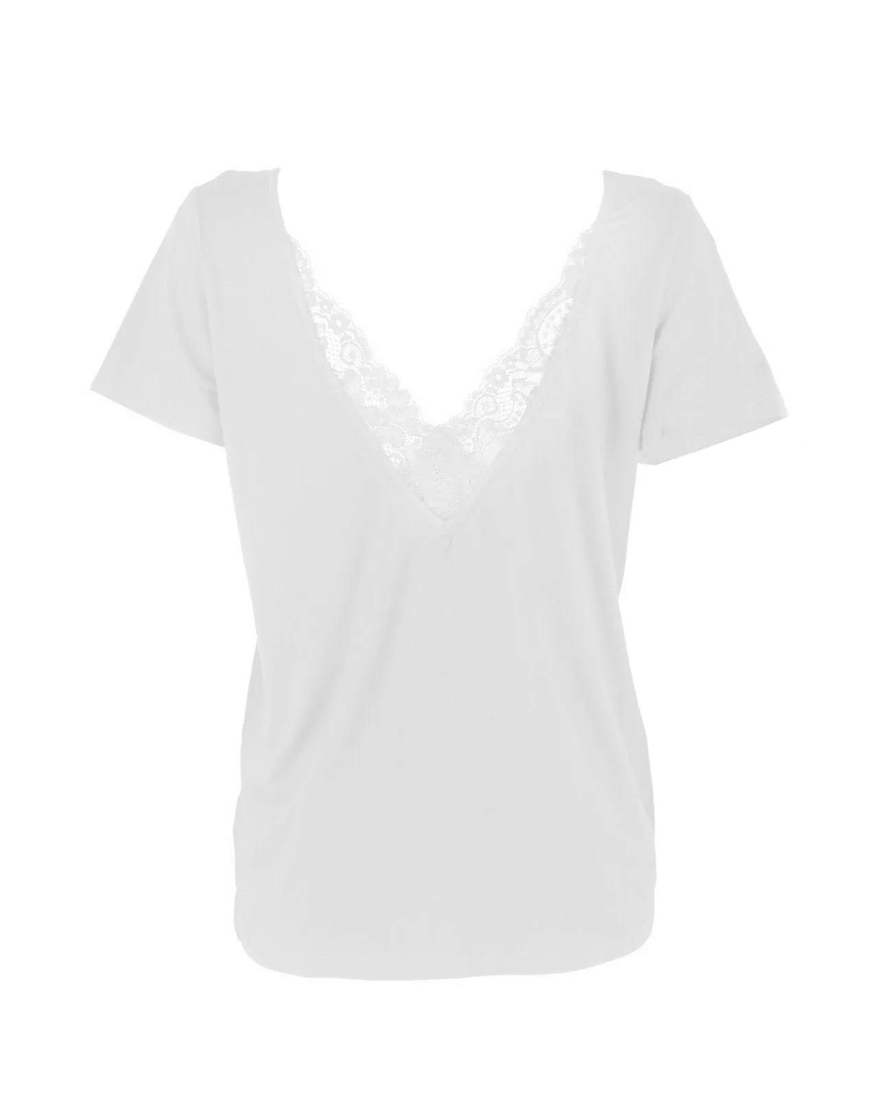 "The Marykate"- Lace Back Detail V-neck T-shirt (White)