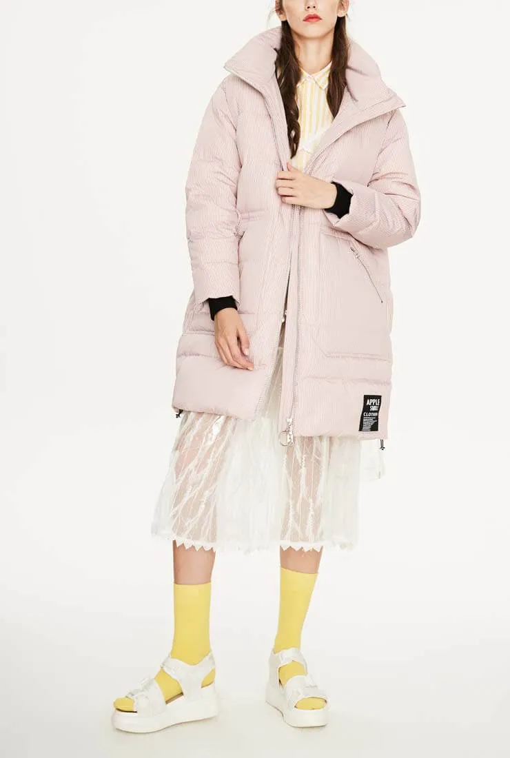 Striped Casual Slim Warm Down Jacket