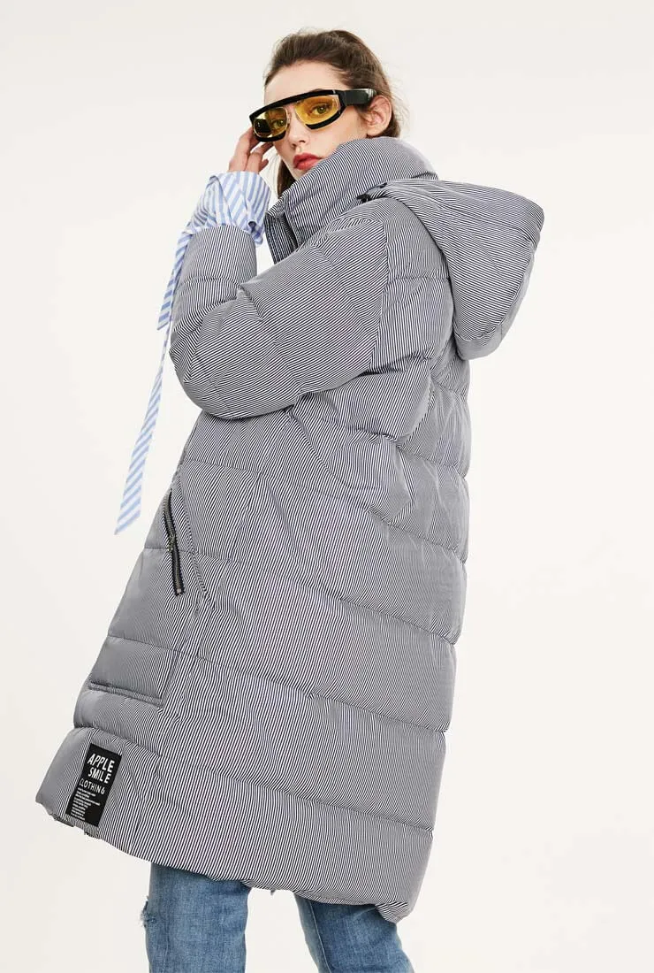 Striped Casual Slim Warm Down Jacket
