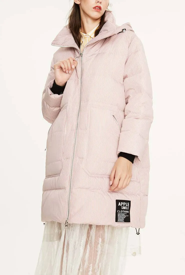 Striped Casual Slim Warm Down Jacket