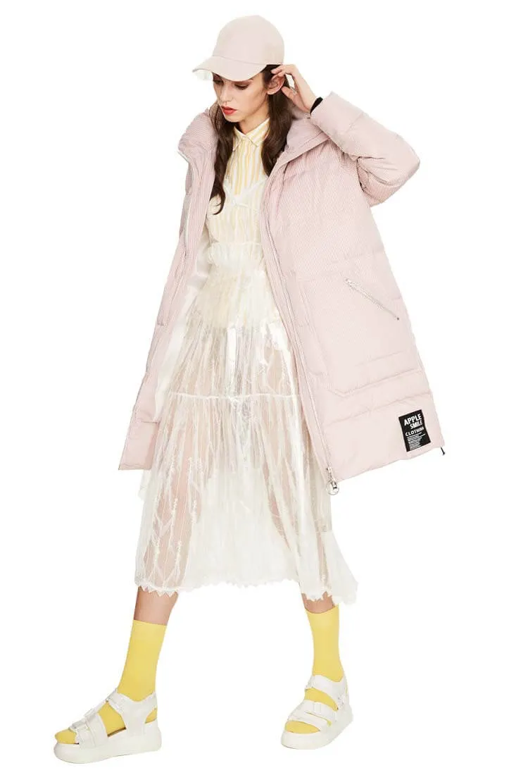 Striped Casual Slim Warm Down Jacket