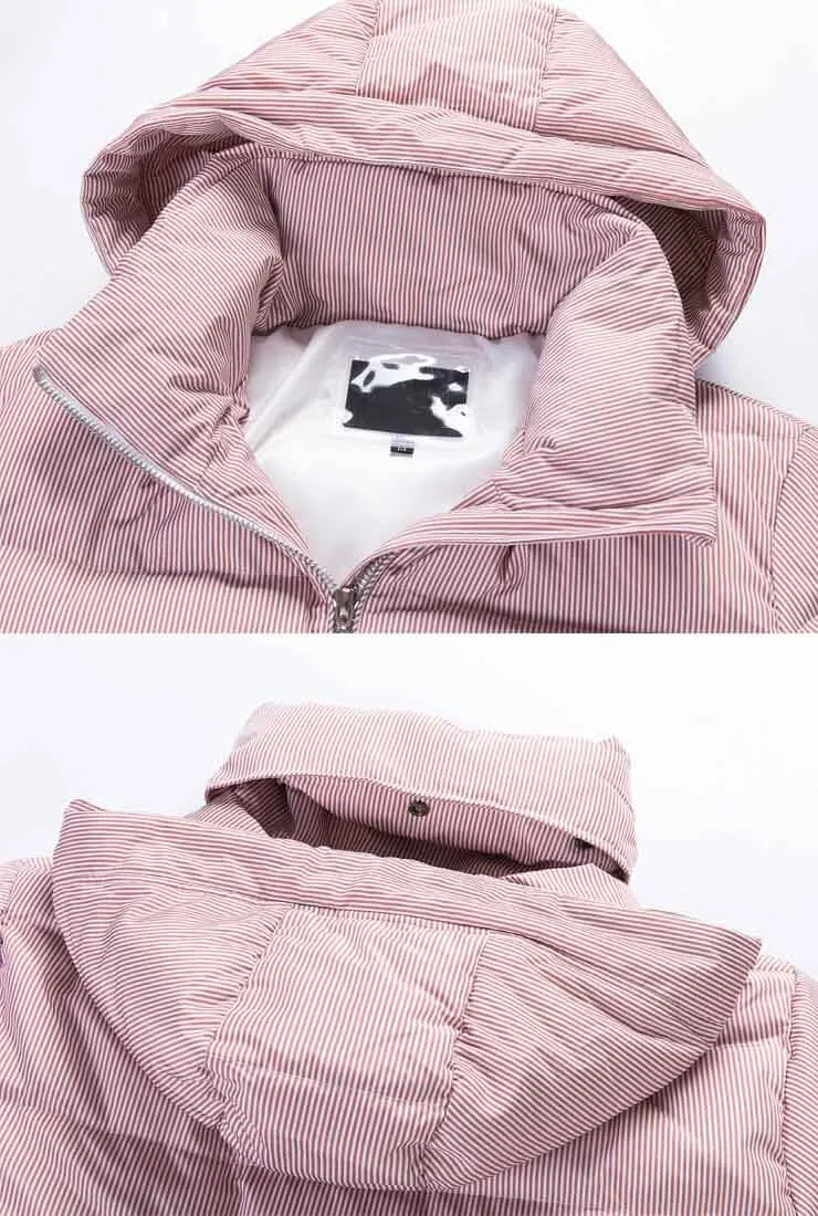Striped Casual Slim Warm Down Jacket