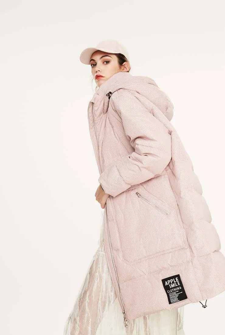 Striped Casual Slim Warm Down Jacket