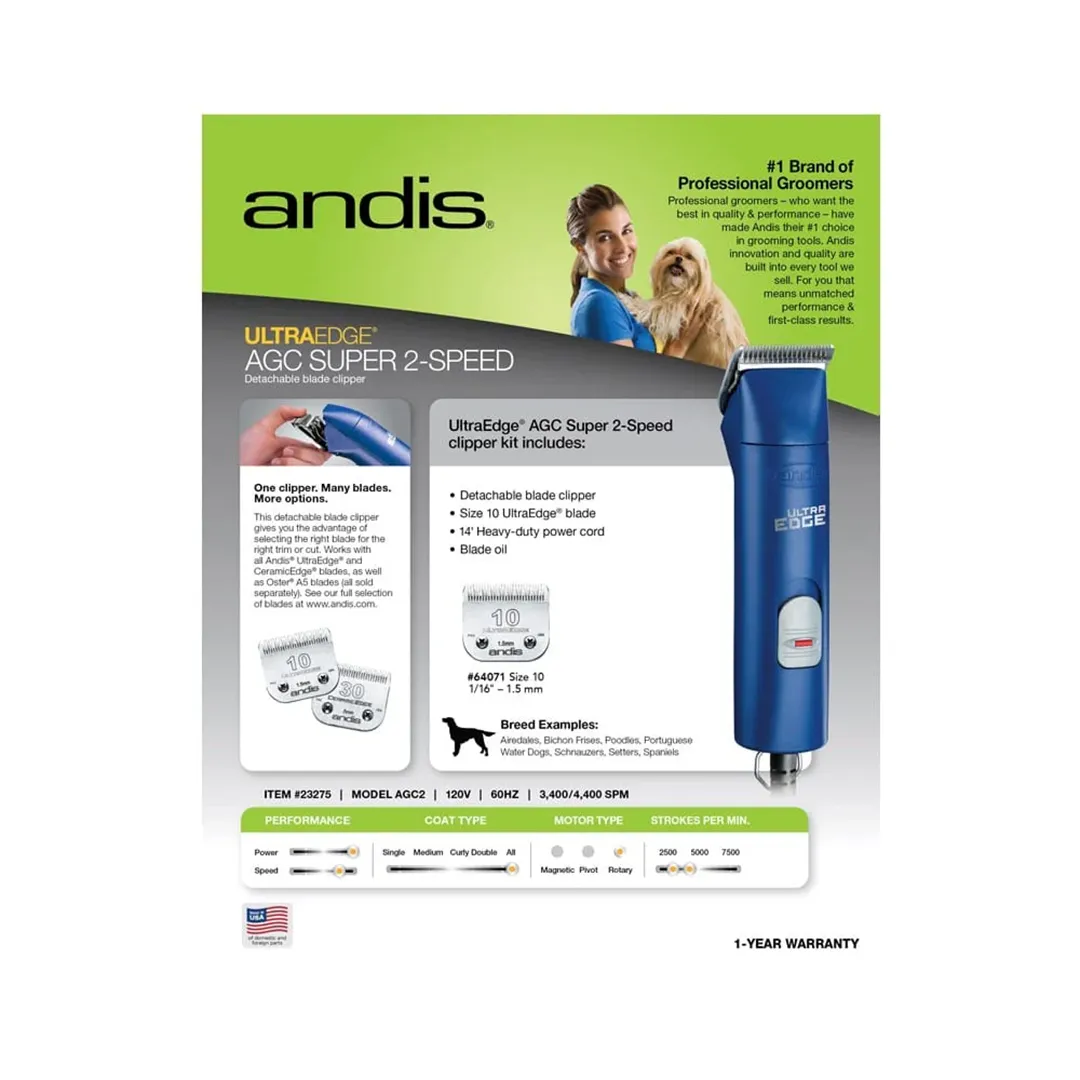 Ultra Edge AGC 2 Speed Clipper Blue by Andis