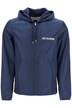 windbreaker jacket with hood from valentino's 6V3CI3486FN BLU/AVORIO