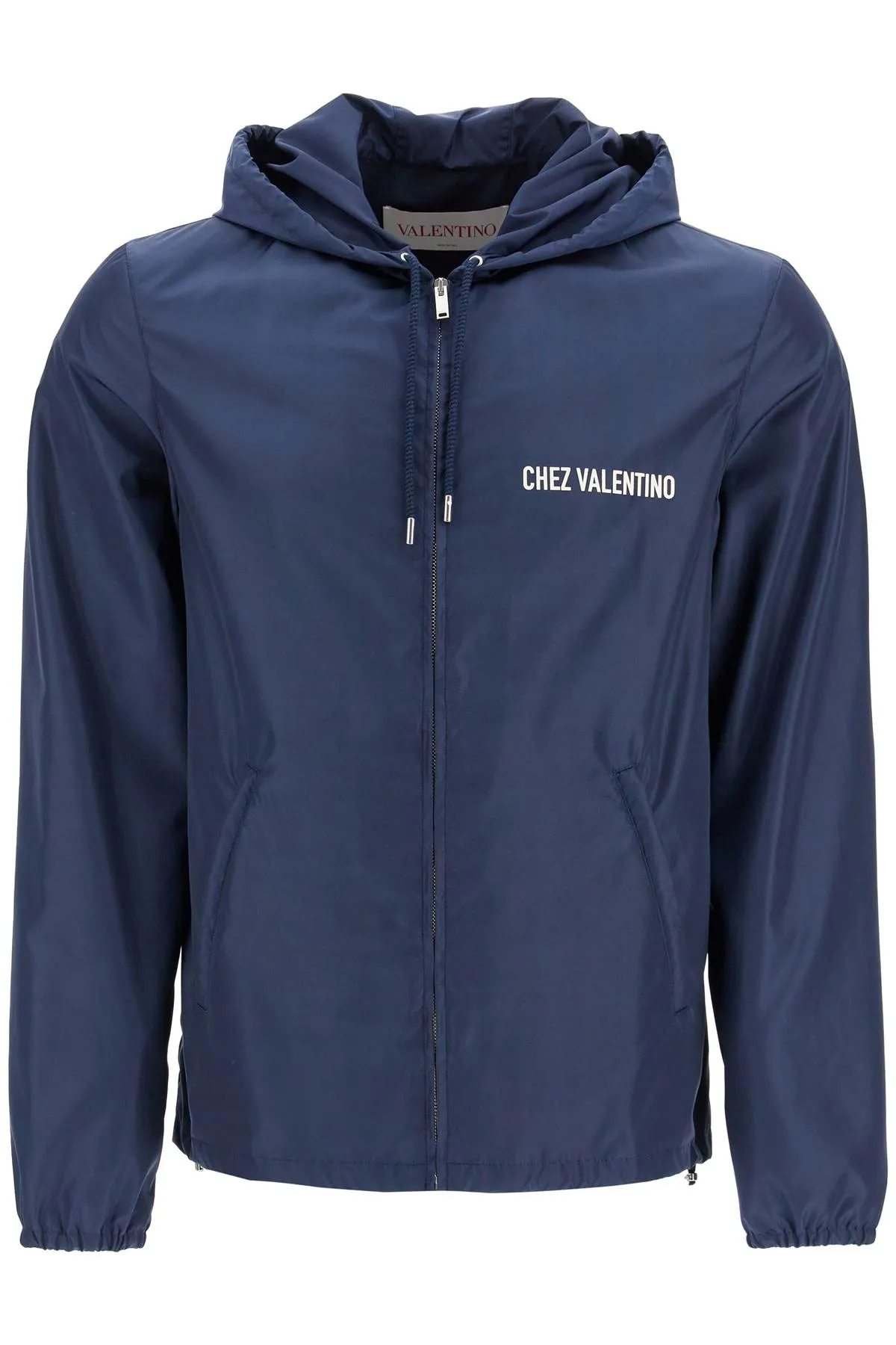 windbreaker jacket with hood from valentino's 6V3CI3486FN BLU/AVORIO