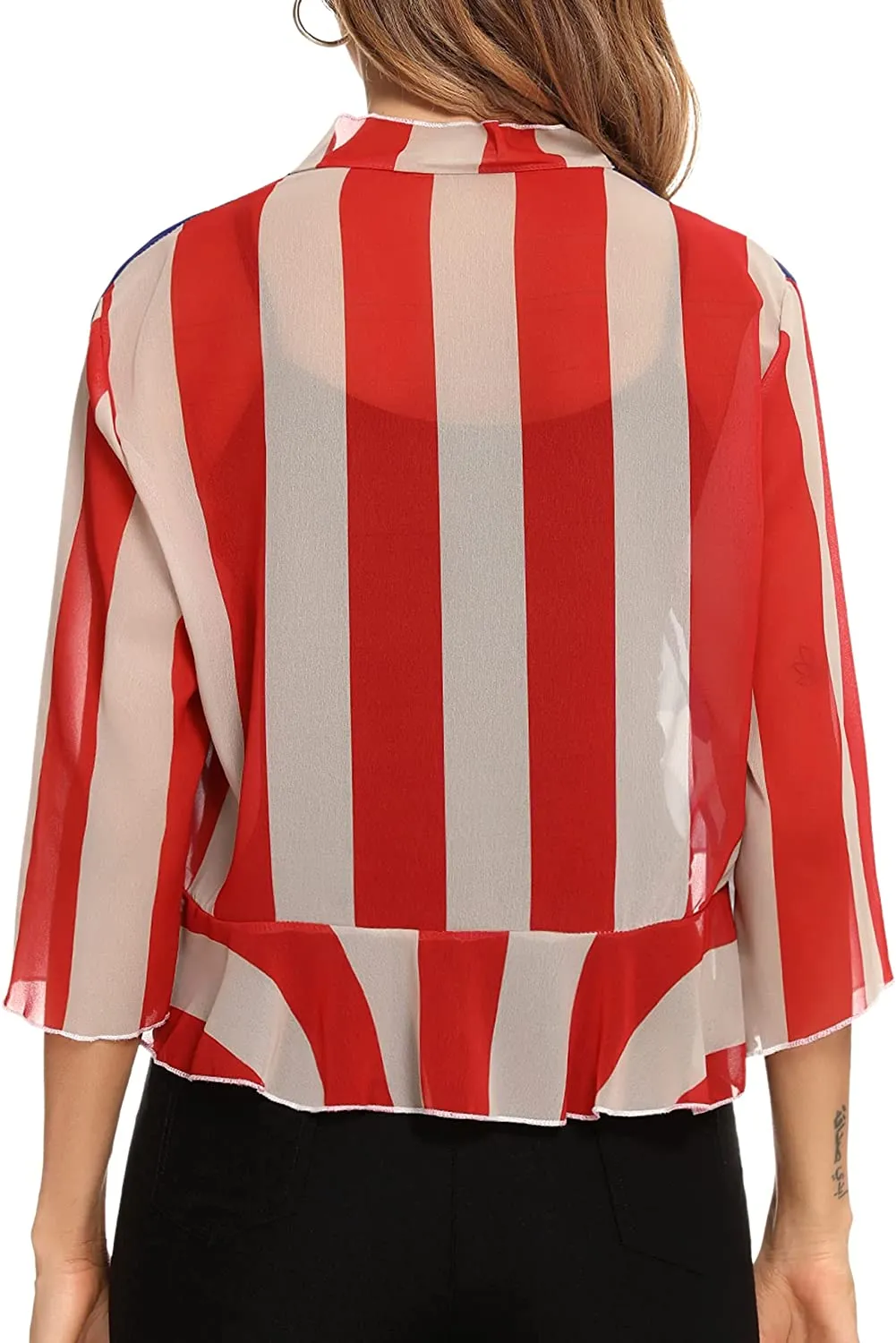 Women's 3/4 Sleeve Cropped Bolero Shrug Open Front Cardigan