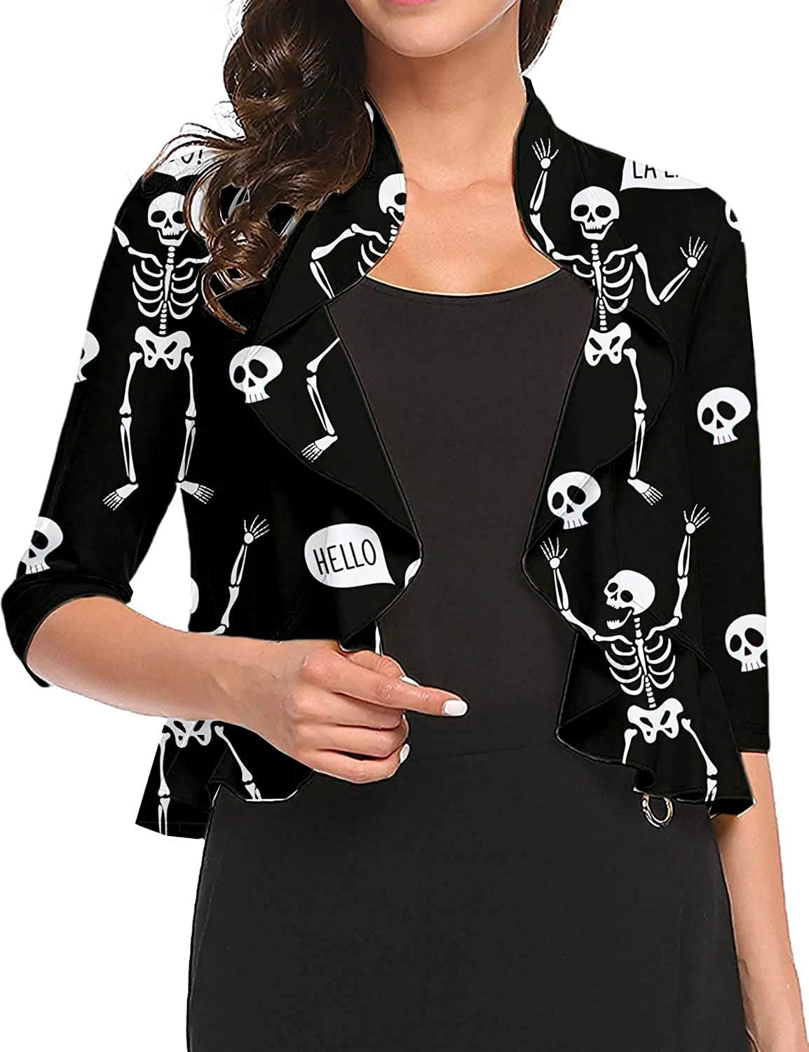 Women's 3/4 Sleeve Cropped Bolero Shrug Open Front Cardigan